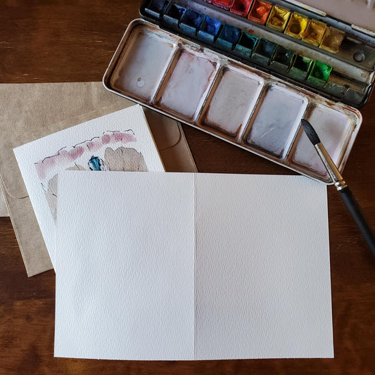 Fall Turkey Greeting Card Original Ink & Watercolor Art Thanksgiving Notecard Hand Painted 4 1/2" x 6" Blank Holiday Card - Set of Two