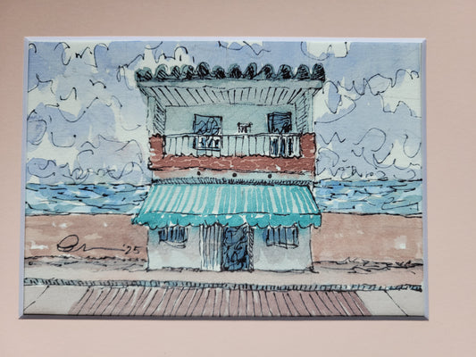 Beach Front Place - Sagefen Series Original Ink & Watercolor Art (5x7)