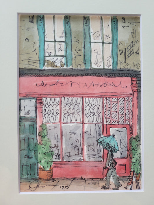 Pink Boutique - Sagefen Series Original Ink & Watercolor Art (5x7)