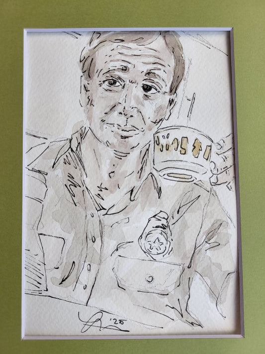 Breakfast in Amity - Jaws Movie Original Ink & Watercolor Art (5x7)