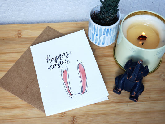 Bunny Ear Easter Card - Original Ink & Watercolor