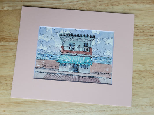 Beach Front Place - Sagefen Series Original Ink & Watercolor Art (5x7)