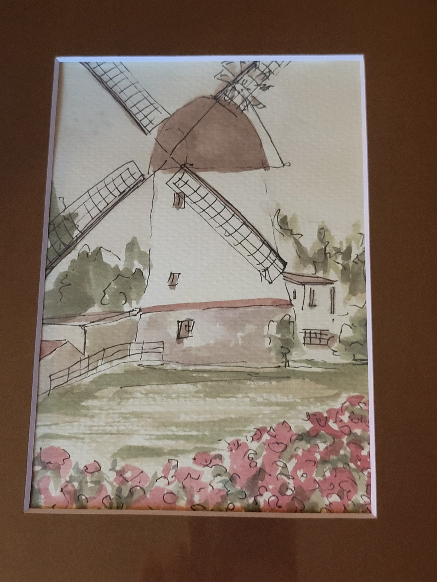 Windmill - Sagefen Series Original Ink & Watercolor Art (5x7)