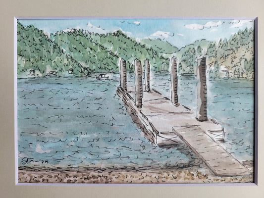 Higgins Point - Original Ink & Watercolor Art (5x7)